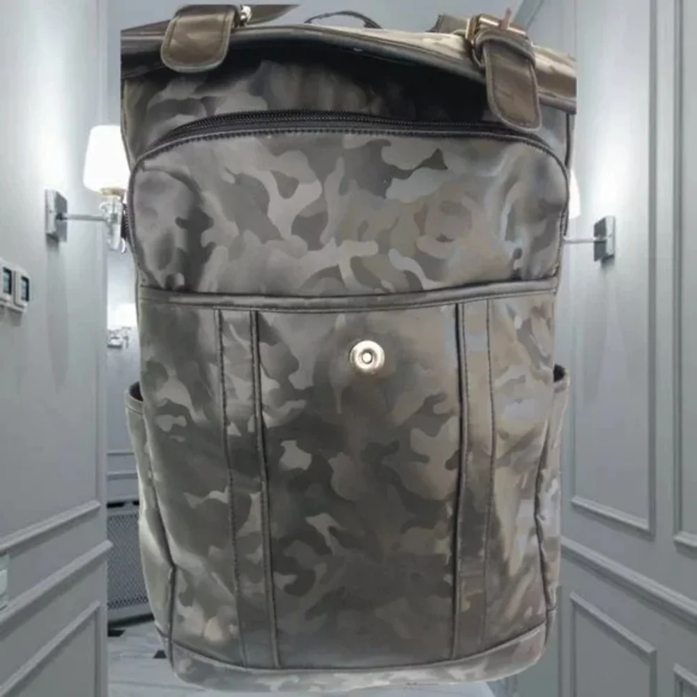 2-UV New Black Camo Backpack goth unisex men's women's camouflage - Picture 4 of 10